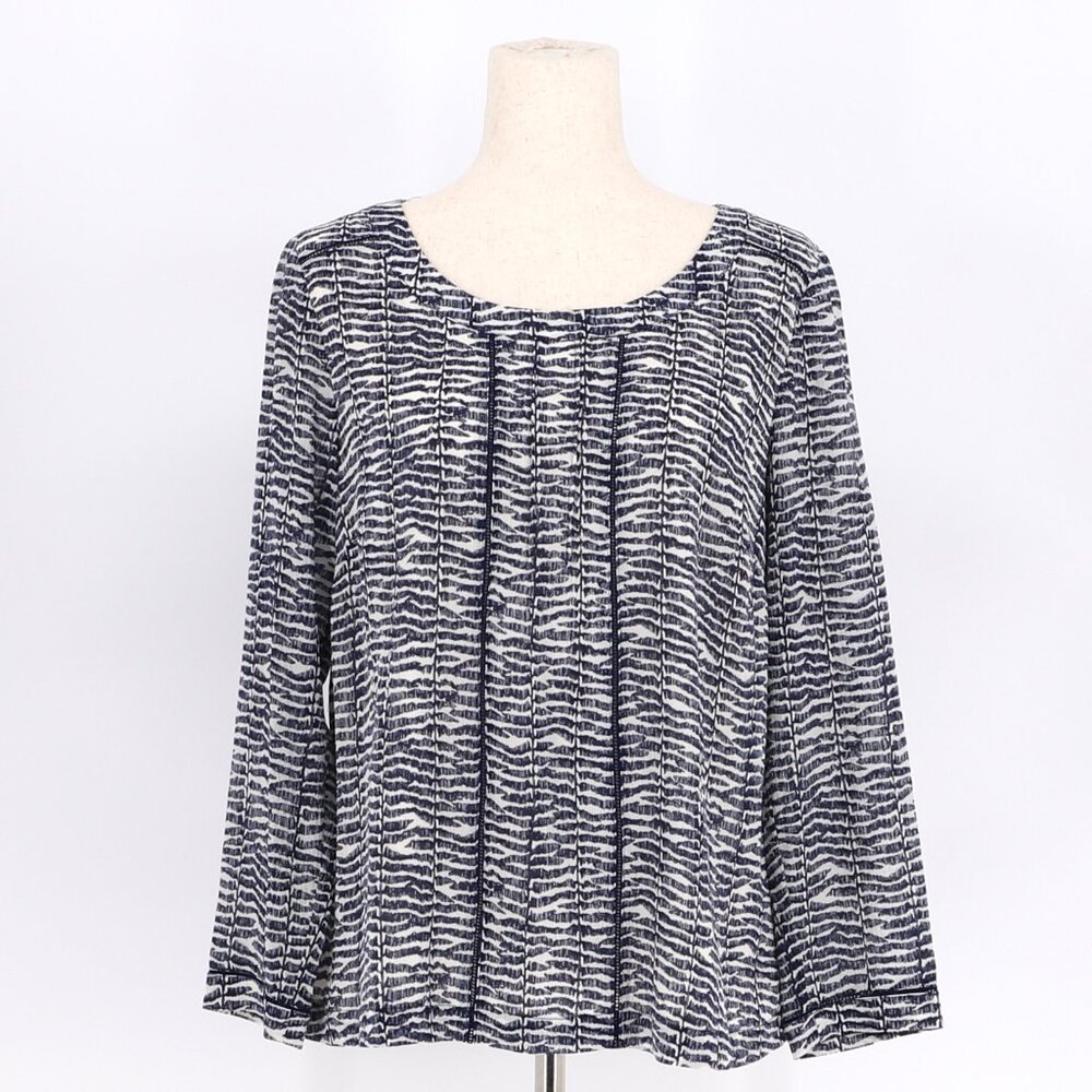 VINEYARD VINES Fern Print Ladder Lace Silk Blend Top in Deep Bay Size 8